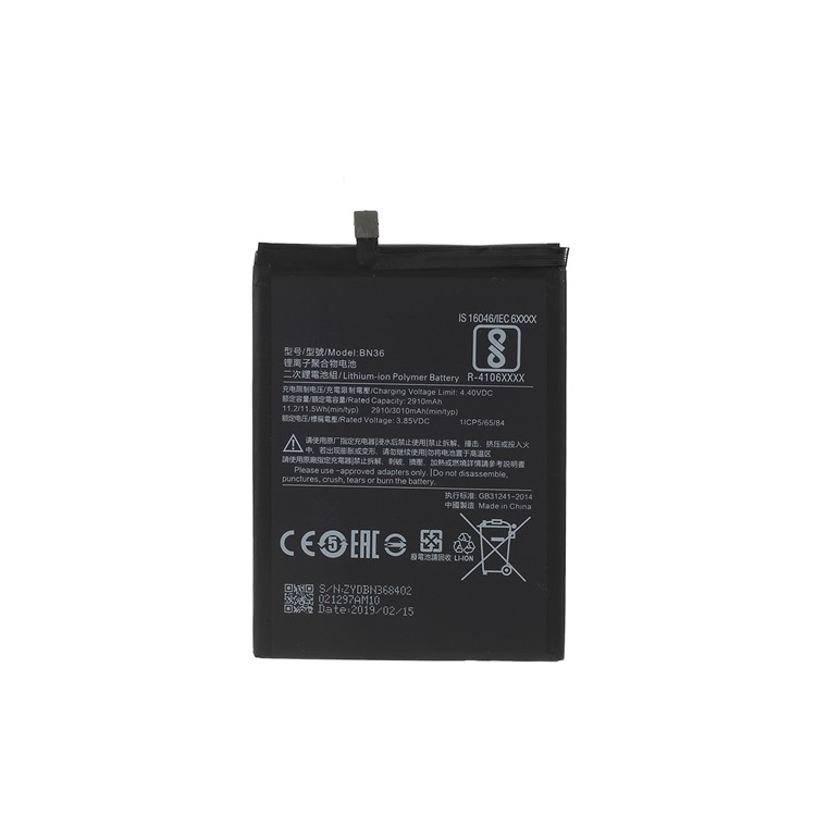 OEM BN36 3.85V 3010mAh Battery Part Replacement for Xiaomi Mi A2 / 6X-1