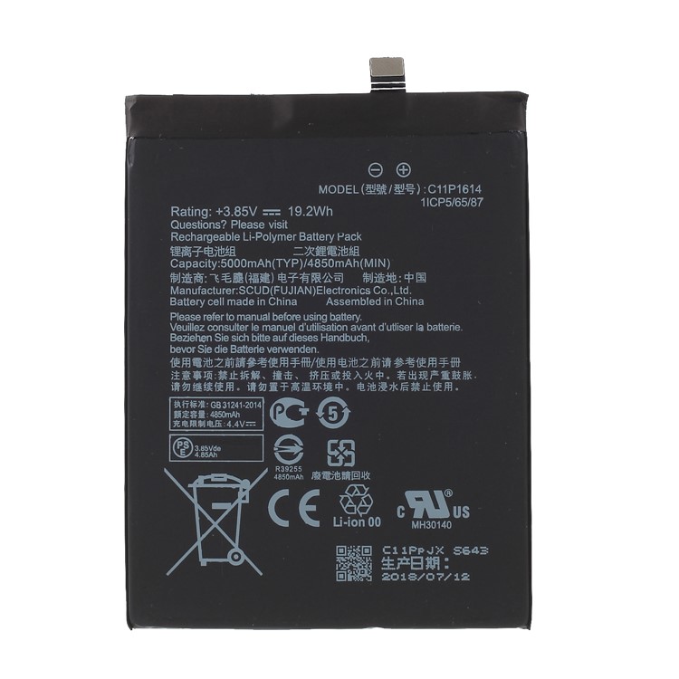 5000mAh OEM C11P1614 Li-polymer Battery for Asus Zenfone 3s Max ZC521TL-1