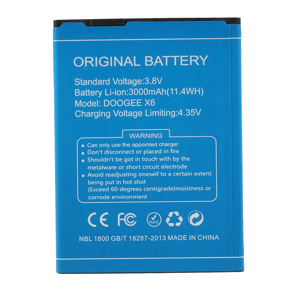 S/N: HT1112X6000650 Li-ion Battery for Doogee X6 (3000mAh)-2