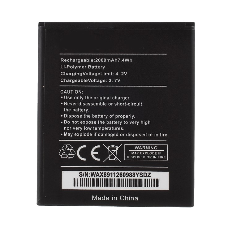2000mAh Rechargeable Li-polymer Battery for Wiko Wax (S/N: WAX8911260988YSDZ)-1