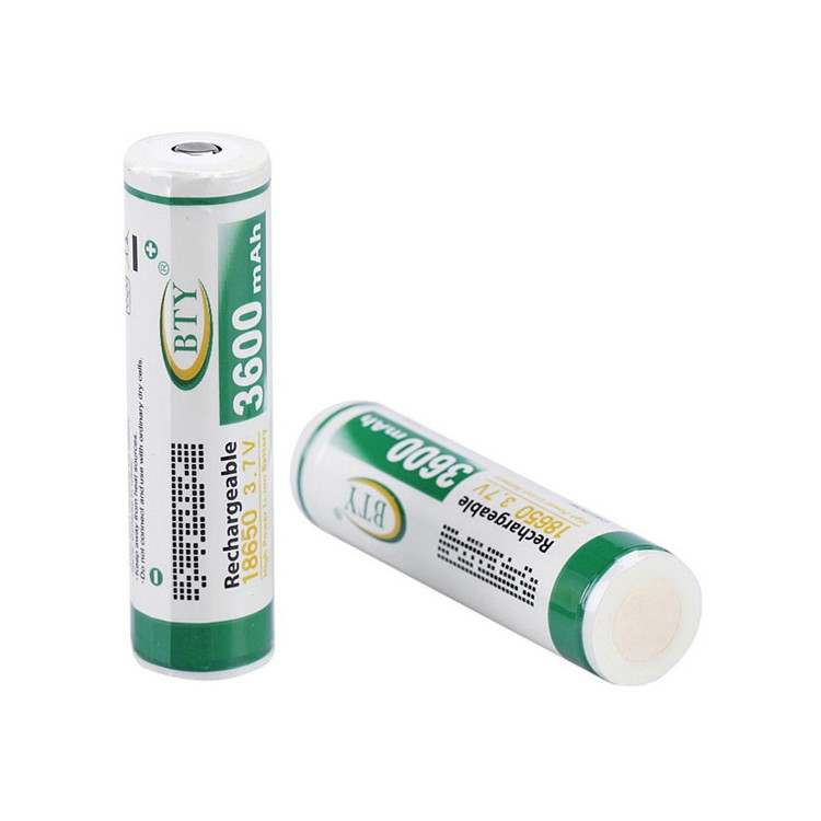 BTY 2PCS High Capacity 3.7V 3600mAh 18650 Lithium Li-ion Rechargeable Batteries-1