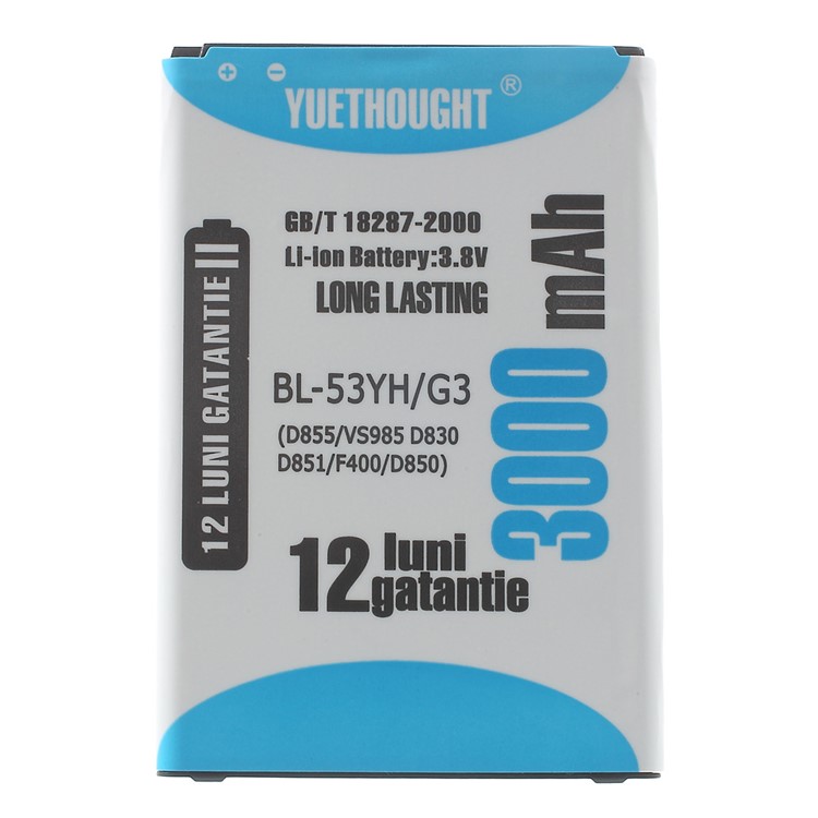 YUETHOUGHT 3000mAh Li-ion Battery Replacement for LG G3 D850 D855 LS990-2