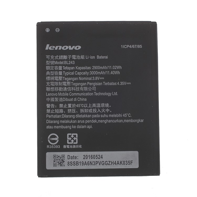 OEM BL243 3000mAh Li-ion Battery Replacement for Lenovo K3 Note K50-t5 / Lenovo Gold Coloren Warrior S8 A7600-m-1