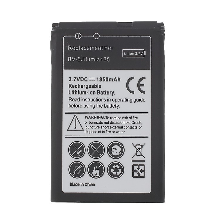 BV-5J 1850mAh Rechargeable Lithium-ion Battery for Microsoft Lumia 435 / 435 Dual SIM-1