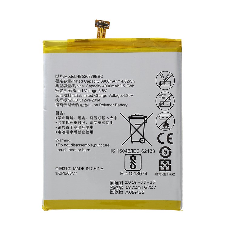 OEM HB526379EBC Li-Polymer Battery 4000mAh for Huawei Y6 Pro / Enjoy 5-1