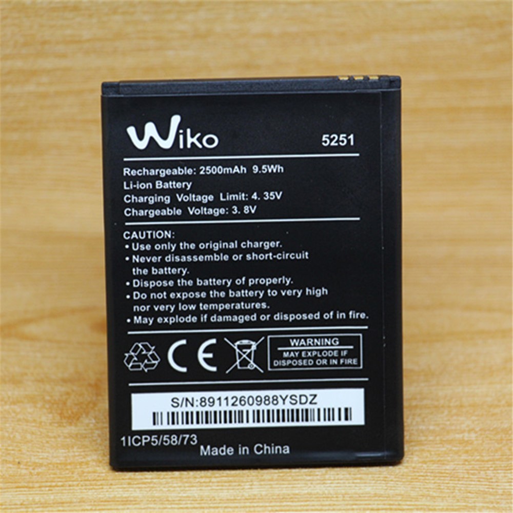 2500mAh Li-ion Battery Replacement for Wiko 5251-2