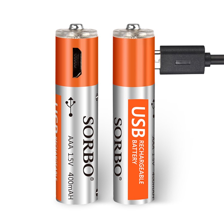 4Pcs 400mAh 1.5V AAA Rechargeable Batteries Lithium Battery with 1-to-4 Micro USB Charging Cable-2