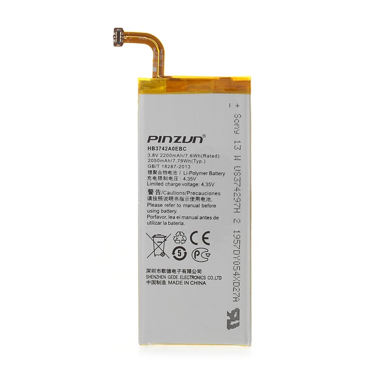 PINZUN HB3742A0EBC 2050mAh Li-polymer Battery Replacement for Huawei Ascend P6 (ATL Battery Cell)-2