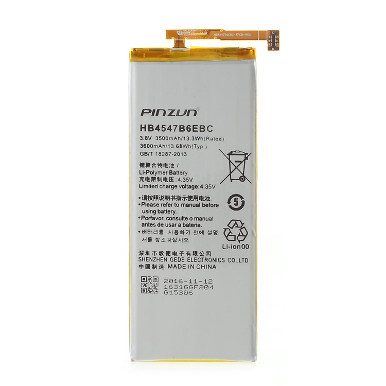 PINZUN for Huawei Honor 6 Plus Li-polymer Battery 3600mAh HB4547B6EBC (ATL Battery Cell)-2