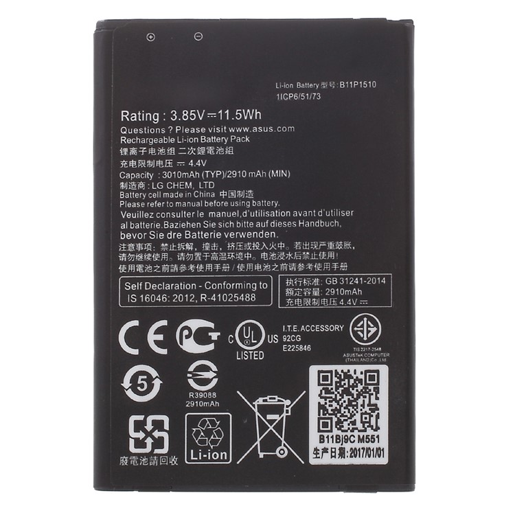 OEM B11P1510 3.85V 3010mAh Battery Replacement for ASUS ZenFone Go TV ZB551KL-1