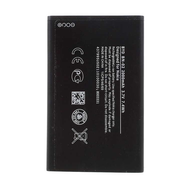BN-02 3.7V 2000mAh Battery for Nokia XL / XL 4G RM-1061 RM-1030 RM-1042 RM 1061-2