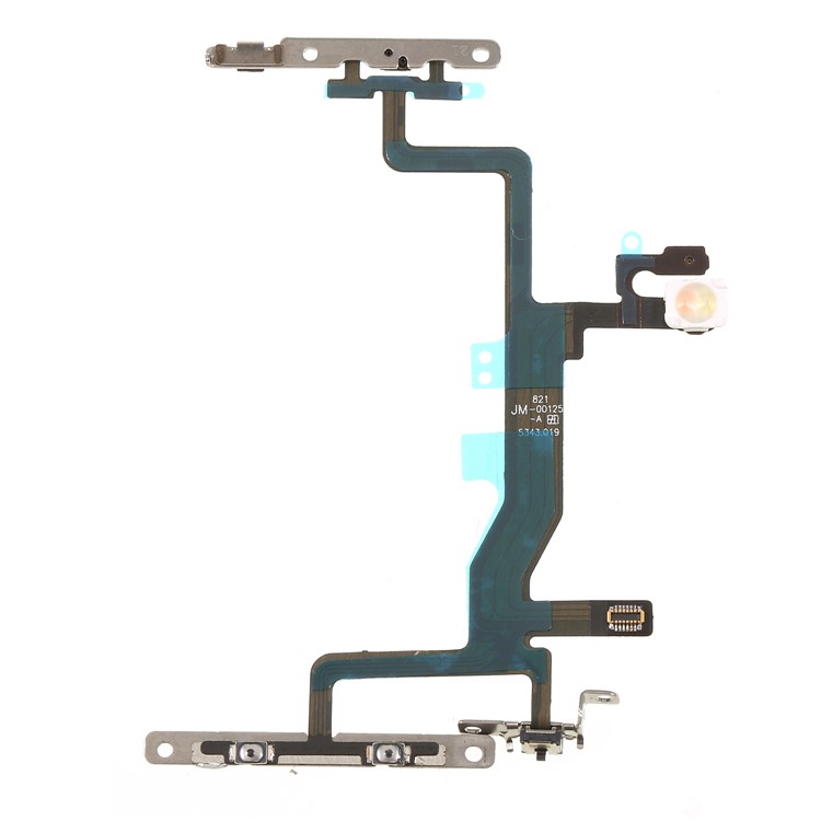 For iPhone 6s 4.7 inch Power ON/OFF and Volume Button Flex Cable Spare Part with Metal Plate-1