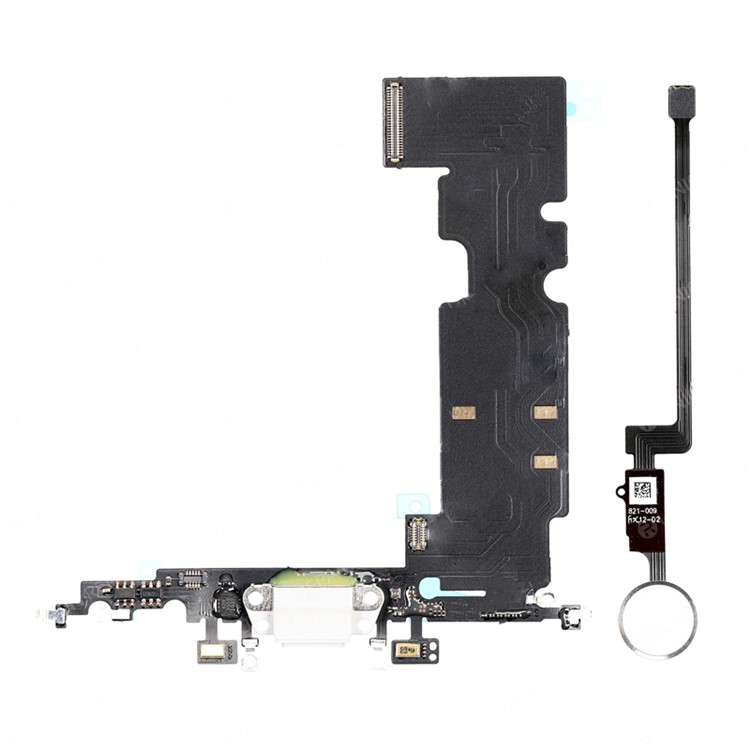 For iPhone 8 4.7" Charging Port Flex Cable + Home Button Flex Cable Replacement Parts - Silver-1