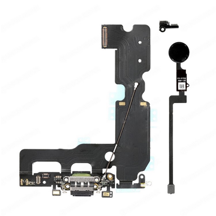 Charging Port Flex Cable + Home Return Button Flex Cable Set for or iPhone 7 Plus 5.5" - Black-1