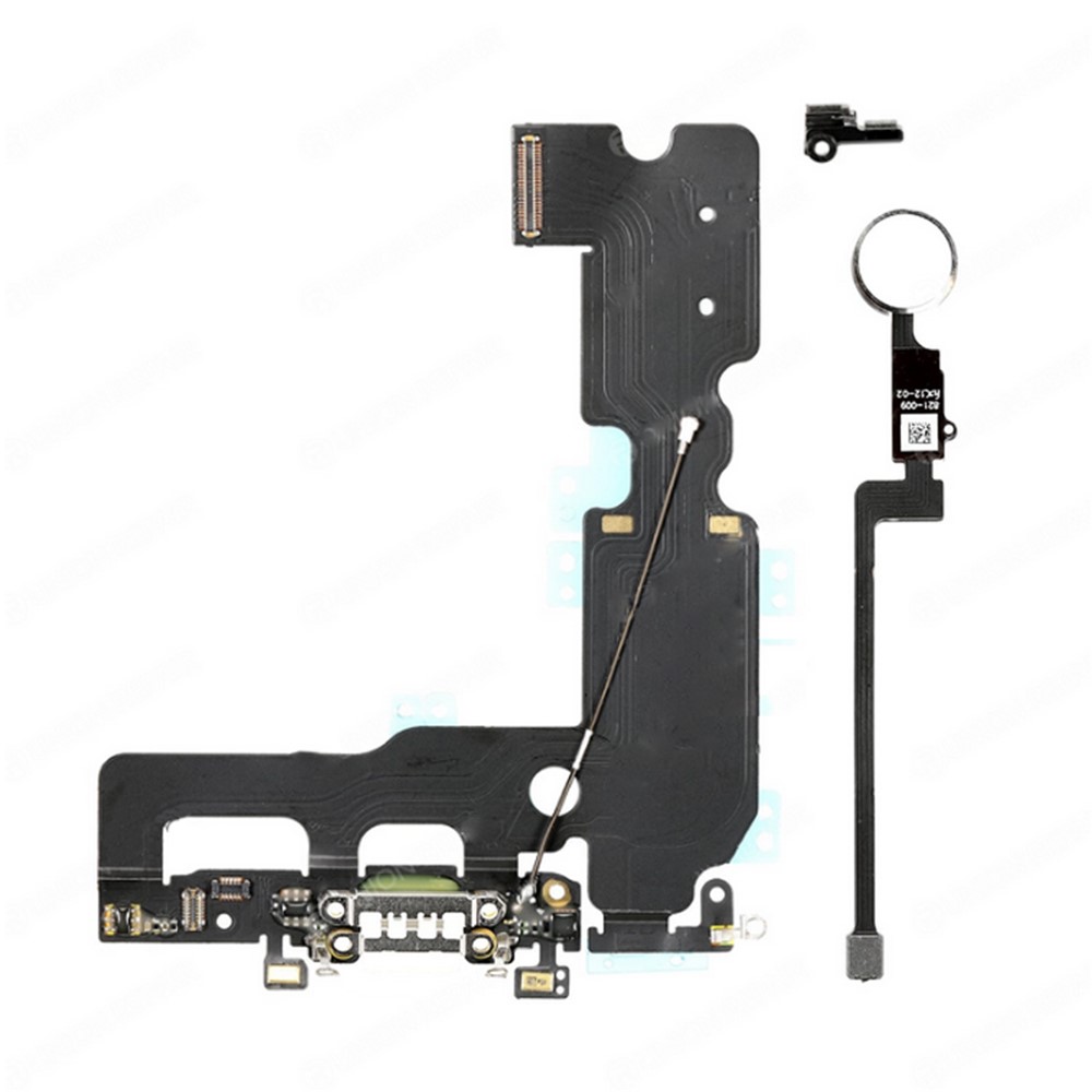 Charging Port Flex Cable + Home Return Button Flex Cable Set for or iPhone 7 Plus 5.5" - Silver-1