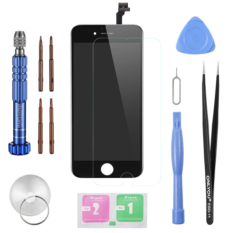 LCD Screen and Digitizer Assembly Part + Disassemble Repair Opening Tool Kit for iPhone 6s 4.7 inch - Black-1