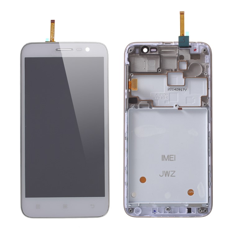 OEM LCD Screen and Digitizer Assembly + Frame Replace Part for Lenovo Golden Warrior A8 A808T A806 - White-1