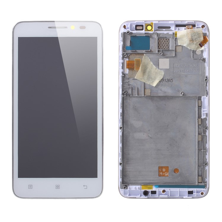 OEM LCD Screen and Digitizer Assembly Part with Front Housing for Lenovo A606 - White-1