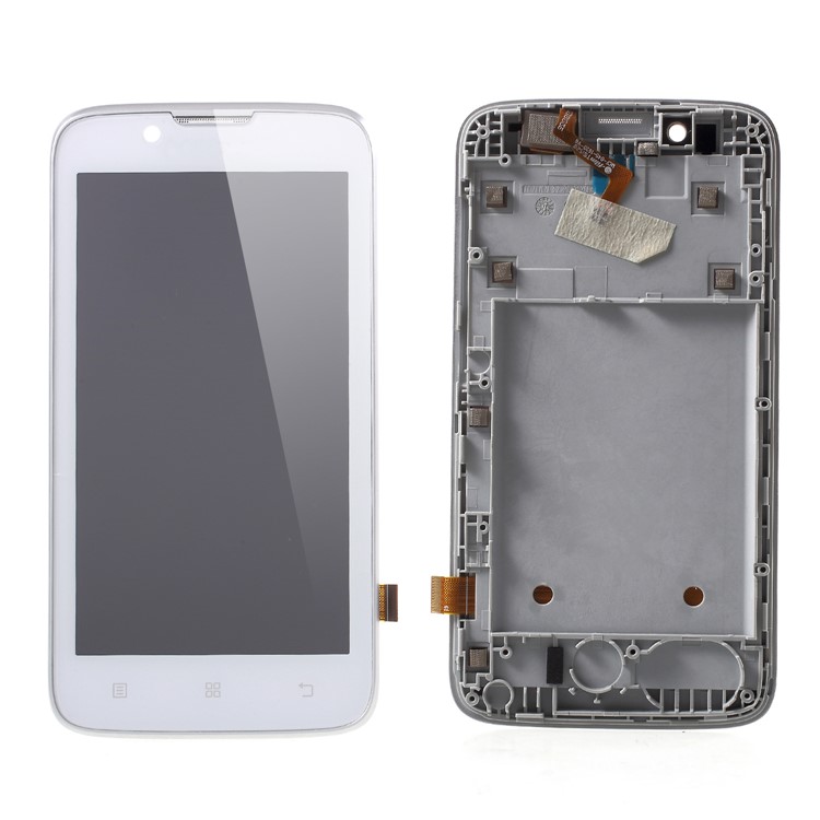 OEM LCD Screen and Digitizer Assembly with Front Housing for Lenovo A328 - White-1
