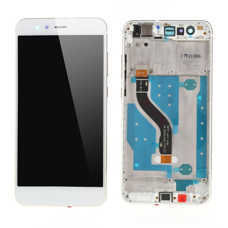LCD Screen and Digitizer Assembly Part with Front Housing for Huawei P10 Lite - White/Grey-1