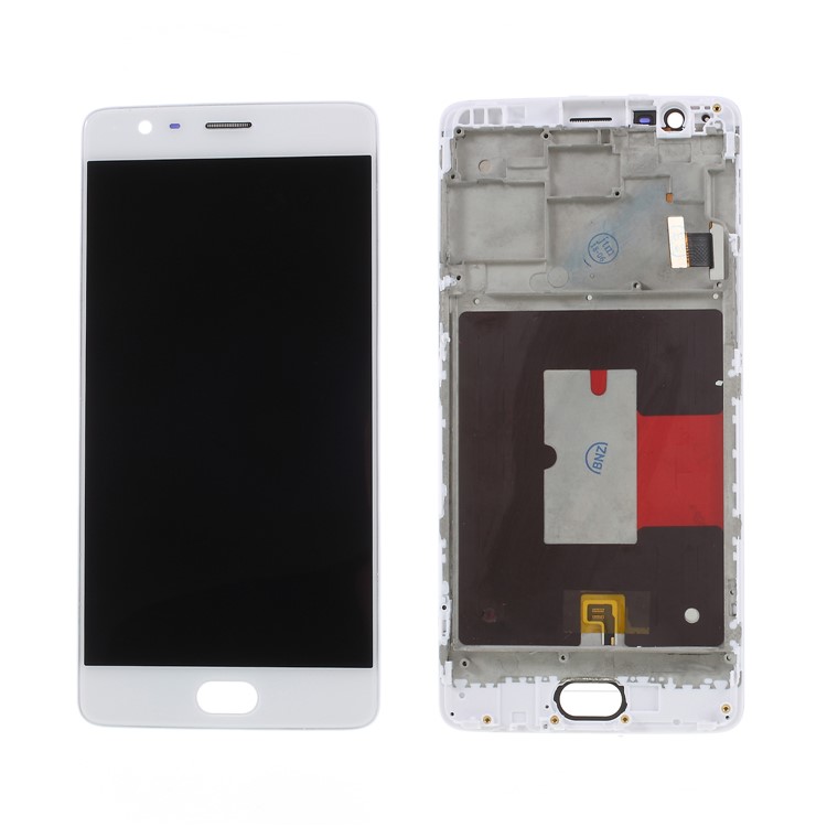 LCD Screen and Digitizer Assembly with Frame Spare Part for OnePlus 3 / 3T (TFT Version) - White-1