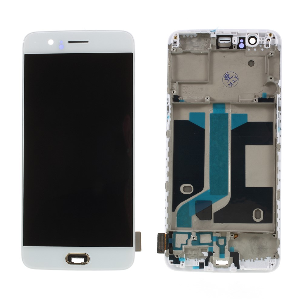 OEM LCD Screen and Digitizer Assembly + Frame Replace Part for OnePlus 5 - White-1