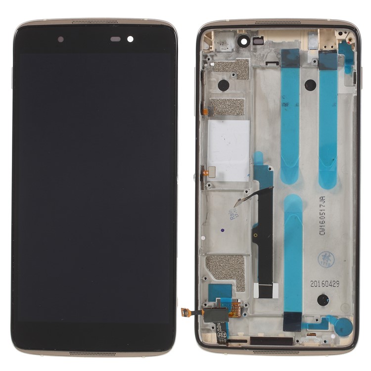 LCD Screen and Digitizer Assembly + Frame Replace Part for Alcatel OneTouch Idol 4 LTE 6055 - Gold-1