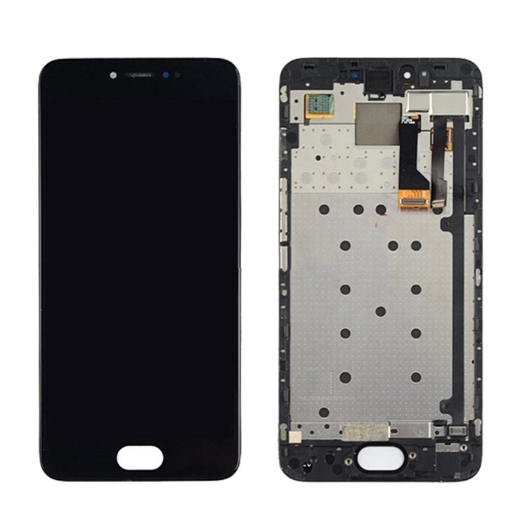 LCD Screen and Digitizer Assembly + Frame Repair Part for Meizu Pro 6 - Black-1