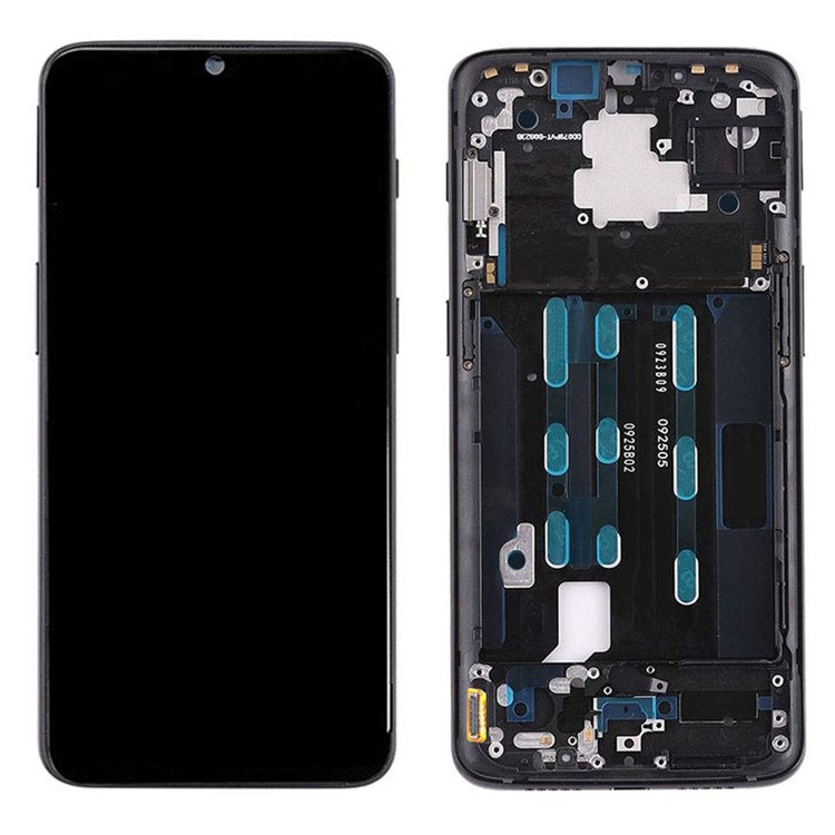 OEM LCD Screen and Digitizer Assembly Part with Frame for OnePlus 6T - Black-1