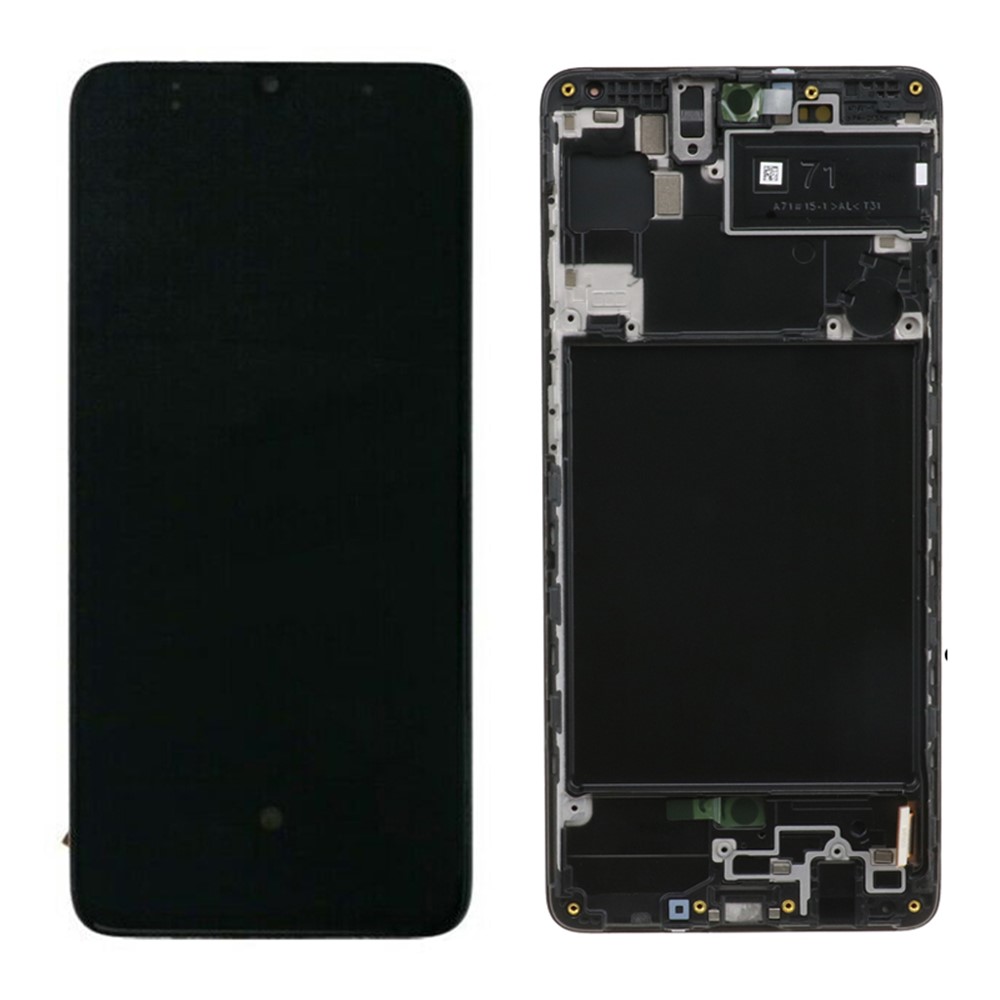 OEM LCD Screen And Digitizer Assembly + Frame (sem Logotipo) Para Samsung Galaxy A71 A715 - Preto