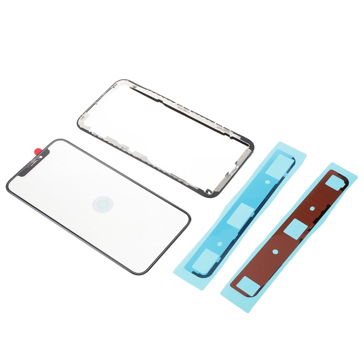 For iPhone X Front Screen Glass Lens + LCD Bracket Frame + LCD Bracket Adhesive Stickers + LCD Holding Metal Plate-1