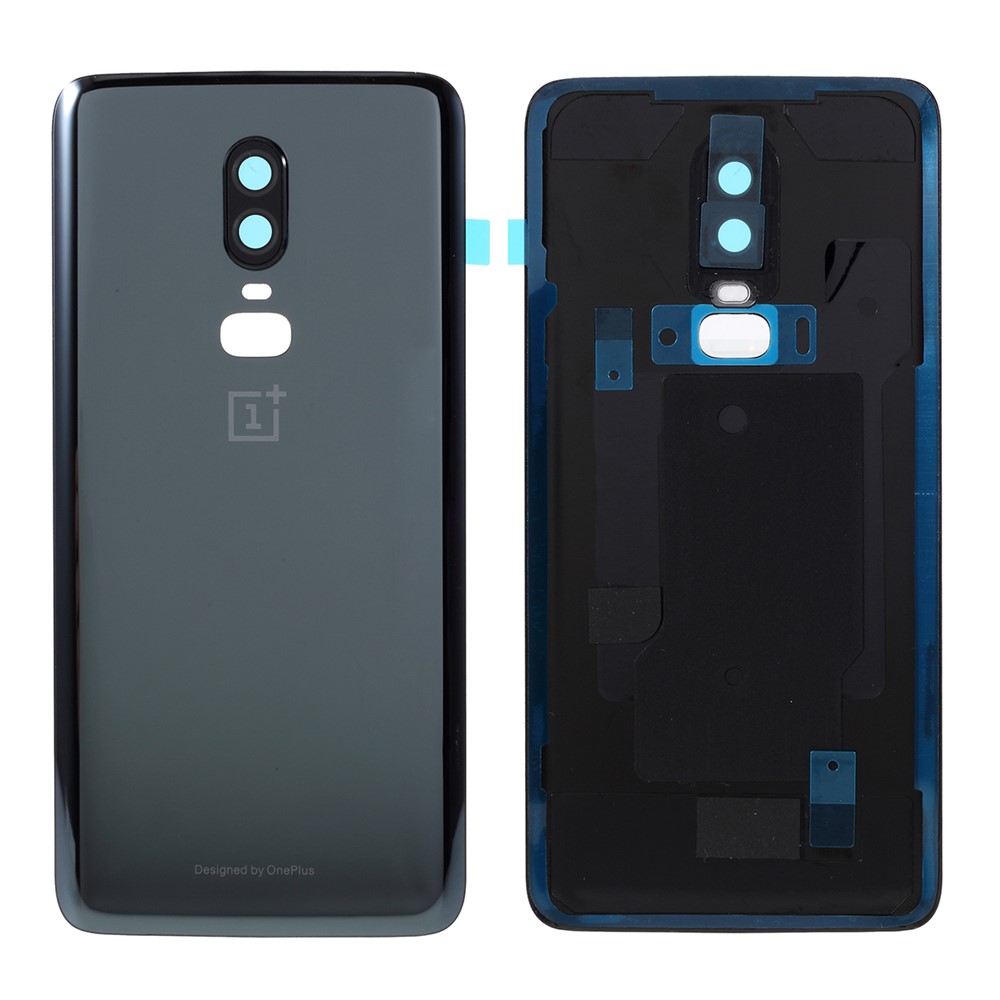 OEM Battery Housing with Camera Lens Cover for OnePlus 6 - Metal Black-1