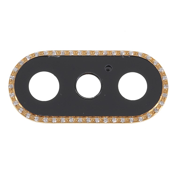 OEM for iPhone X Rhinestone Decorated Back Camera Lens Cover with Glass Part - Gold-2