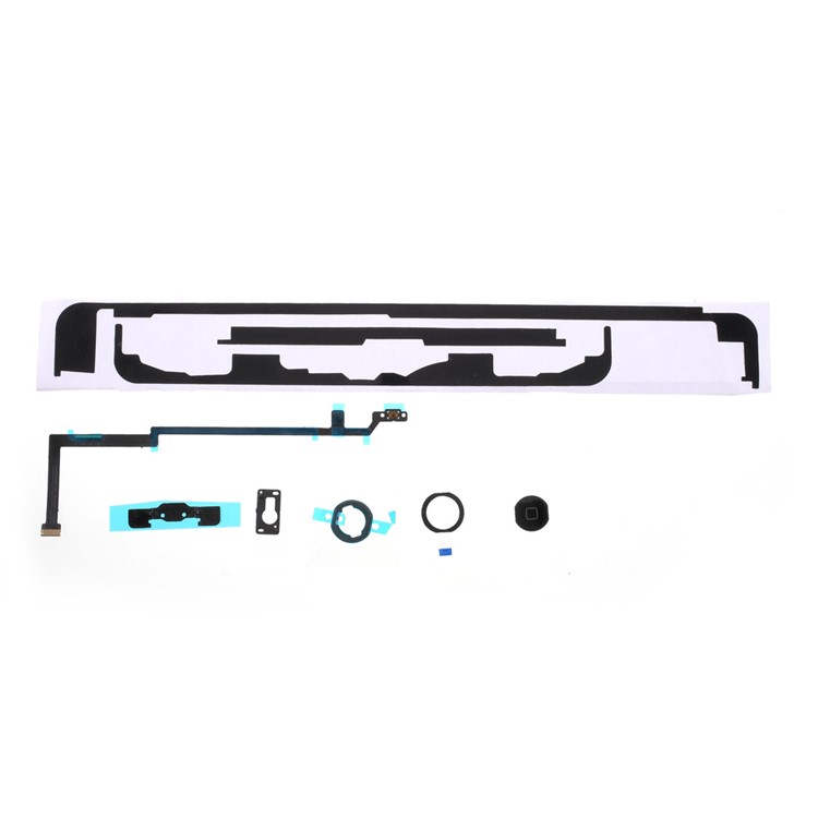 7-in-1 OEM Home Button Flex Cable + Home Button + Camera Holder Etc Replacements Kit for iPad Air - Black-1
