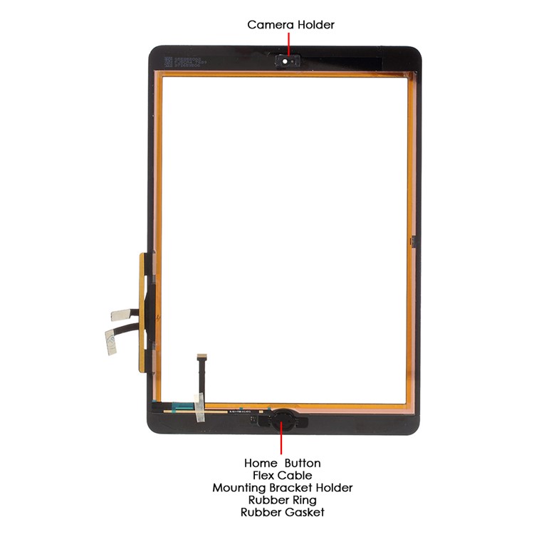 7-in-1 OEM Home Button Flex Cable + Home Button + Camera Holder Etc Replacements Kit for iPad Air - Black-4