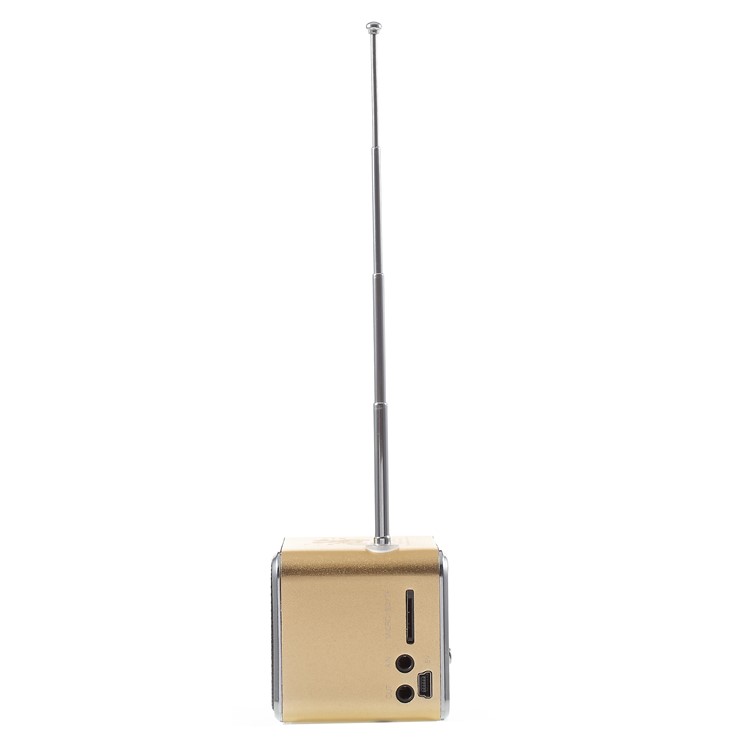TD-V26 Portable Mini Cubic Shape LCD Screen Display FM Radio Music Speaker - Gold-11