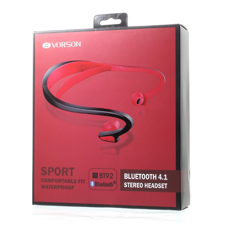 VORSON BT92 Bluetooth 4.1 Sport Stereo Headphone with Mic - Red-14