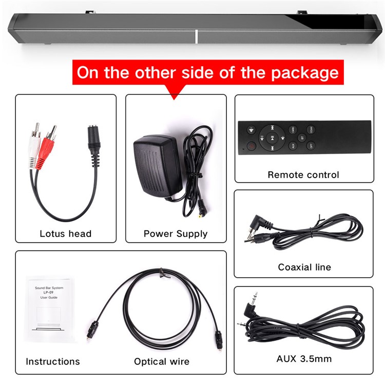 30W TV Sound Bar 2.0 Channel Wireless Bluetooth Soundbar Wall Mounted Built-in Subwoofer with Remote Controller - EU Plug-9