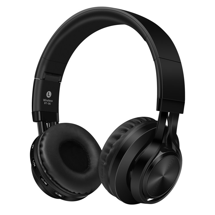 BT06 Bluetooth Mega Bass Over-ear Headphone CVC6.0 Noise Cancellation Headset Support TF Card/FM - Black-1