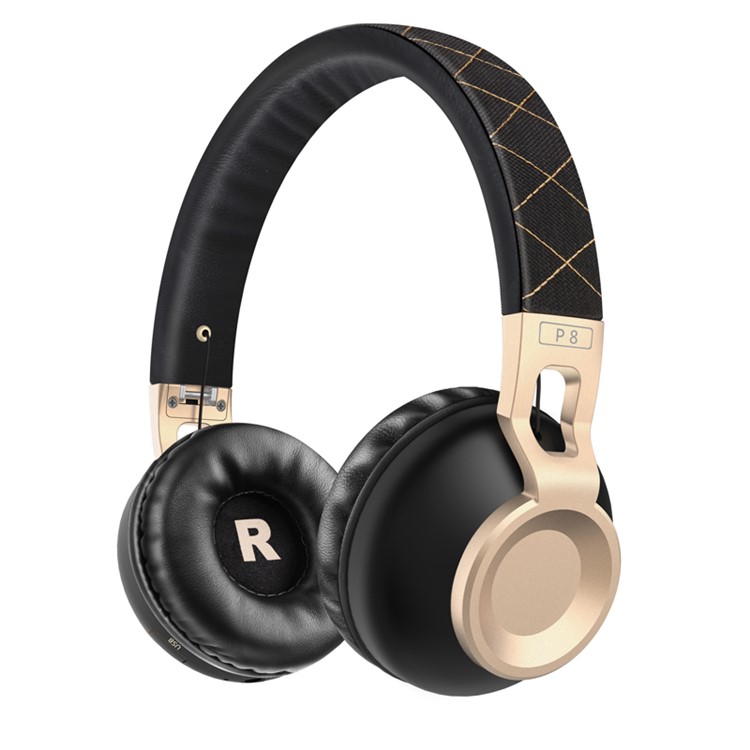 

PICUN P8 Over-ear Wireless Bluetooth Stereo Headphone Headset with Microphone - Black / Gold Color