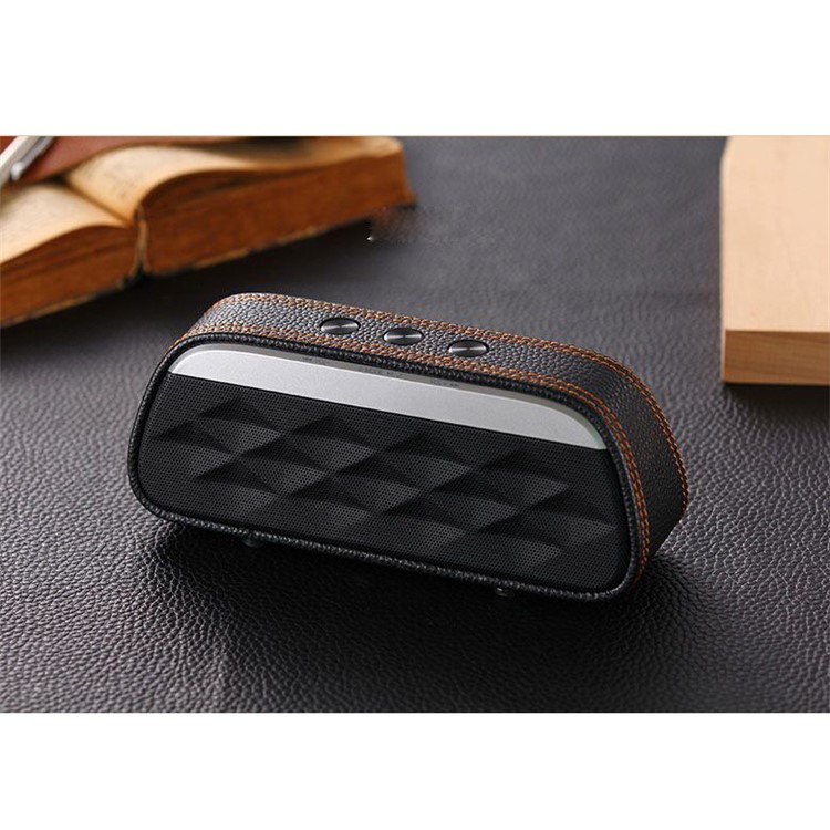Rechargable Leather Decorated Portable Bluetooth 3.0 Mini Louder Speaker - Black-1