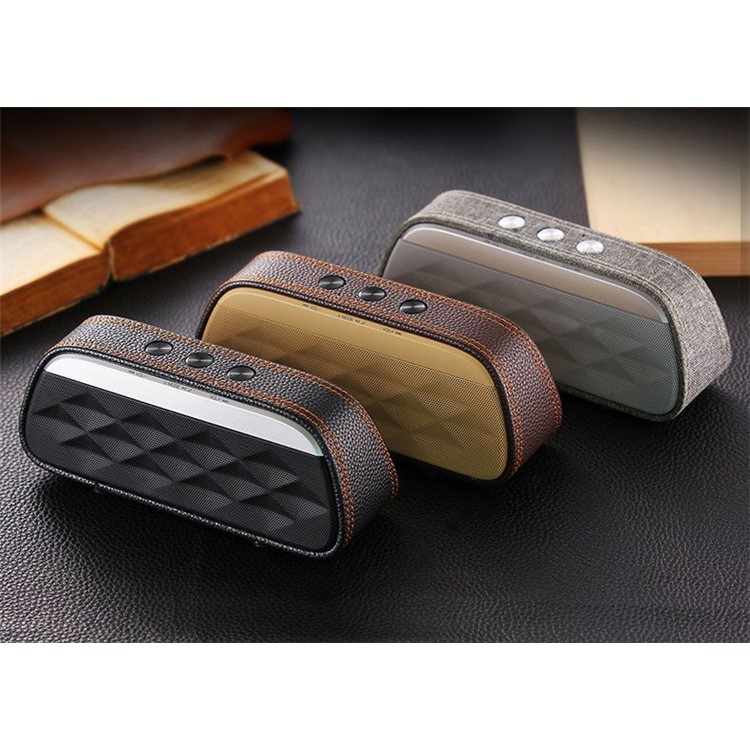 Rechargable Leather Decorated Portable Bluetooth 3.0 Mini Louder Speaker - Black-5