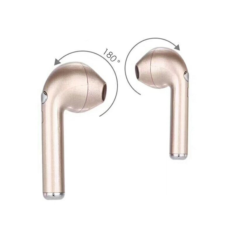 

I7 Lightweight Portable 180° Rotary Wireless Bluetooth Earphone - Champagne Gold Color