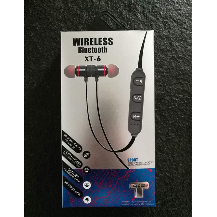 XT-6 In-ear Magnetic Earphone Wireless Bluetooth Headphone with Mic for iPhone X/8/8 Plus etc. - Black-6