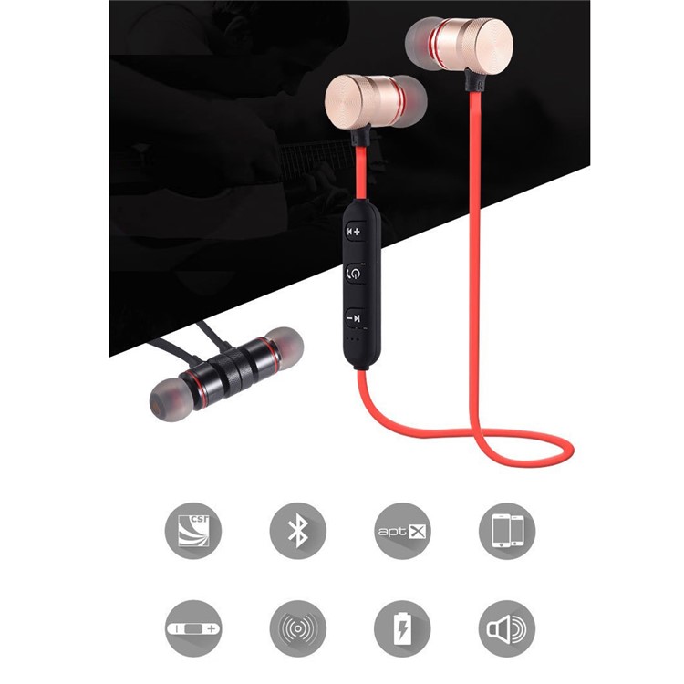 XT-6 In-ear Magnetic Headphone Wireless Bluetooth Sports Headset with Mic for iPhone X/8/8 Plus etc. - Red-6