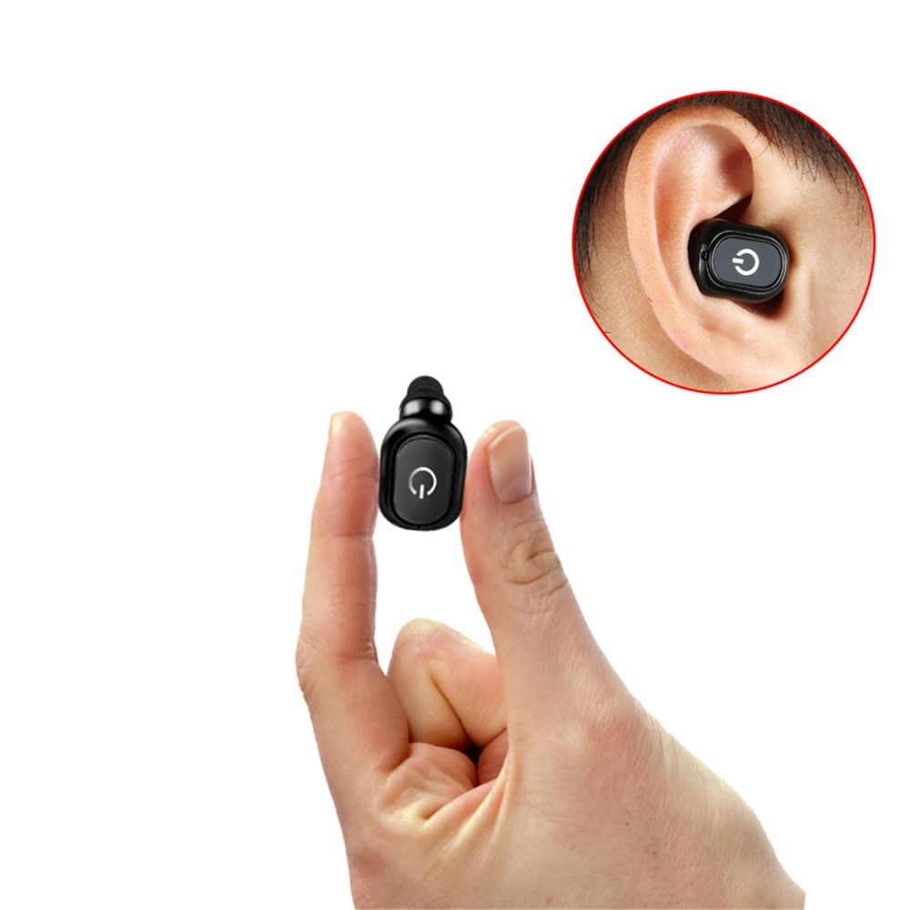 Mini Wireless Bluetooth In-ear Single Earphone with Mic - Black-8