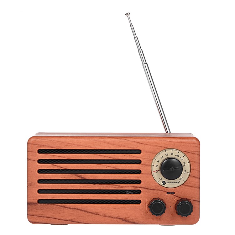 NR-3013 Mini Wood Texture Retro FM Radio Wireless Bluetooth Speaker - Khaki-2