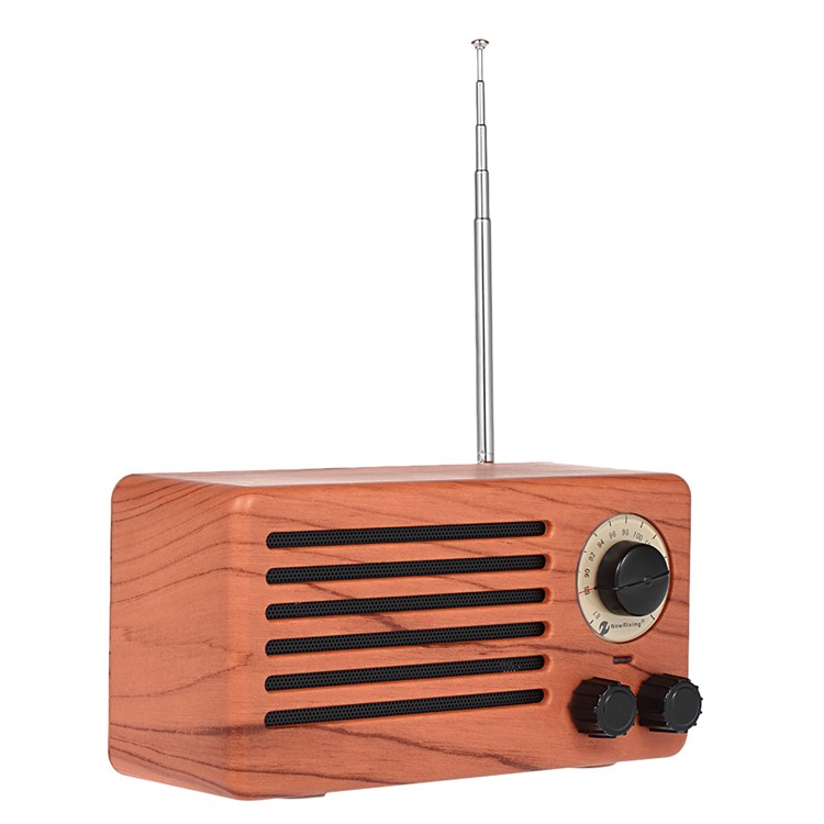 NR-3013 Mini Wood Texture Retro FM Radio Wireless Bluetooth Speaker - Khaki-4