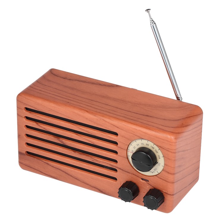 NR-3013 Mini Wood Texture Retro FM Radio Wireless Bluetooth Speaker - Khaki-5