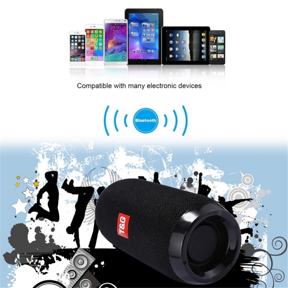 TG117 Tragbare Bluetooth Stereo Lautsprecher Mesh Oberfläche Wasserdichte Outdoor Lautsprecher Mit Mic Für Iphone X Etc. - Schwarz-7